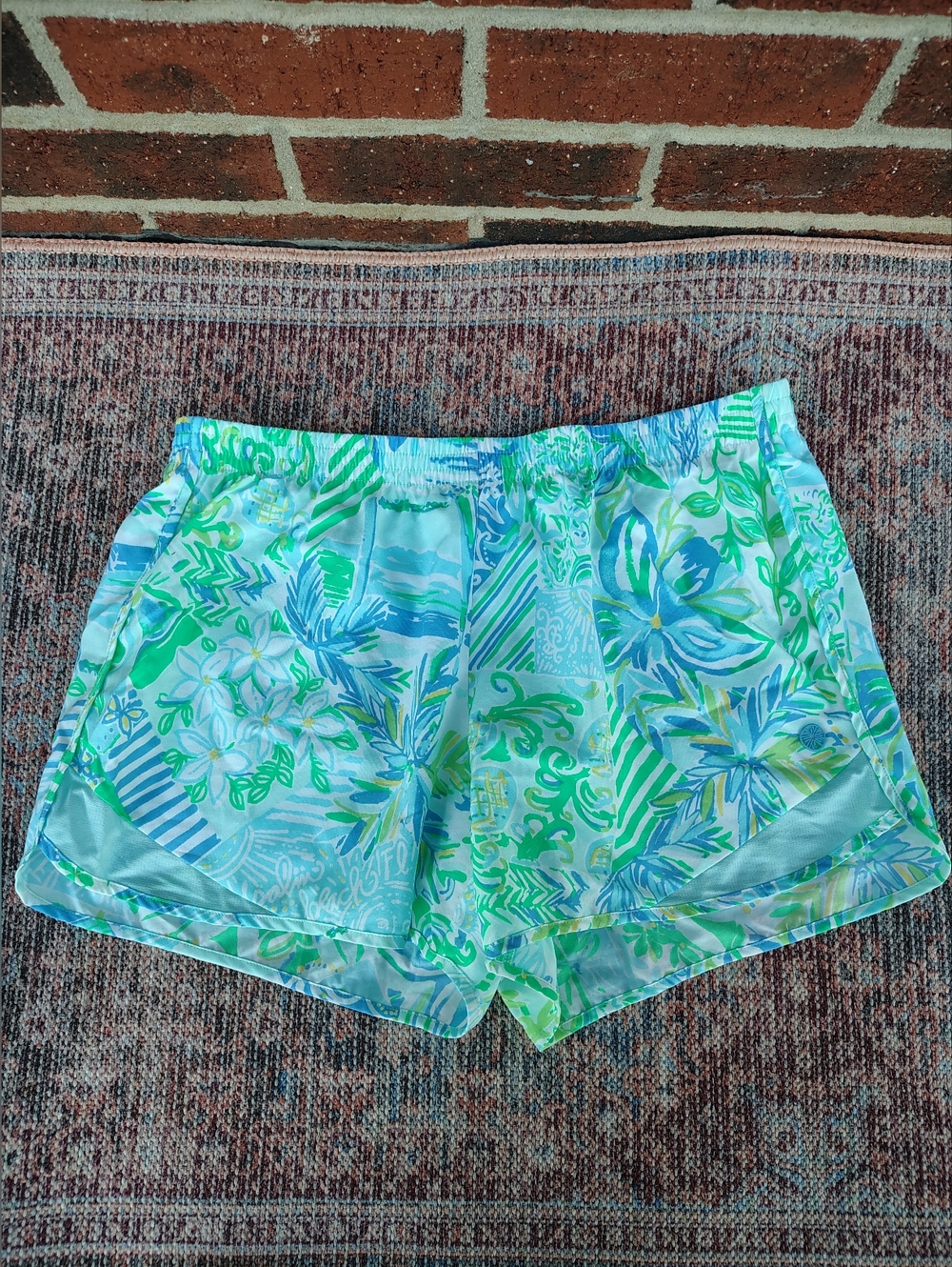 2 Lilly Pulitzer Luxletic Multicolor Floral Athletic Shorts - Pink, Green, Blue